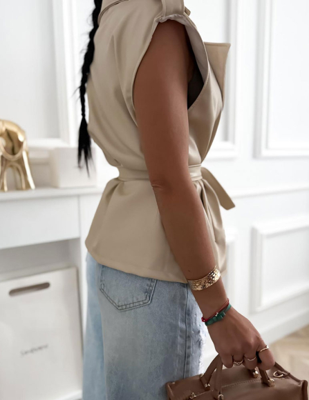 Béžová koženková vesta Lyra