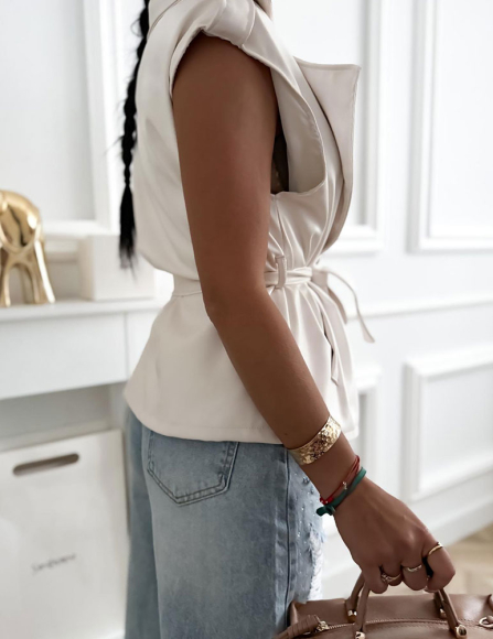 Biela koženková vesta Lyra