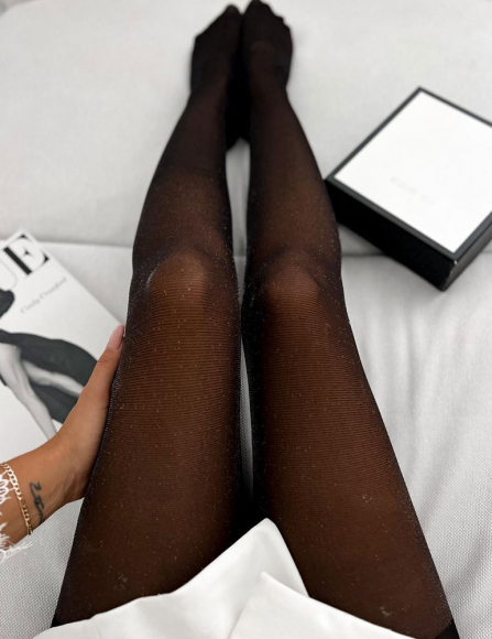 Čierne pančušky s lurexom Anastasia