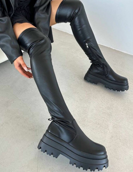 Čierne čižmy nad kolená Aleah