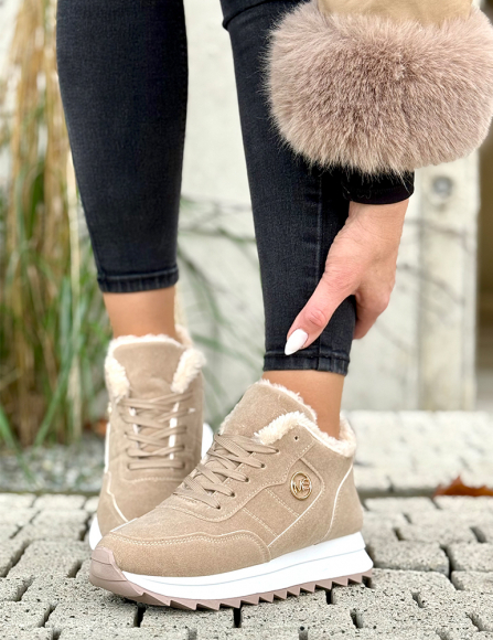 Svetlohnedé zateplené tenisky Charlene