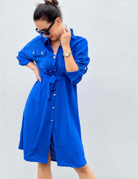 Modré košeľové šaty Margot