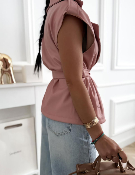 Ružová koženková vesta Lyra