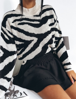 Béžovo-čierny sveter Zebra