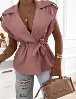 Ružová koženková vesta Lyra